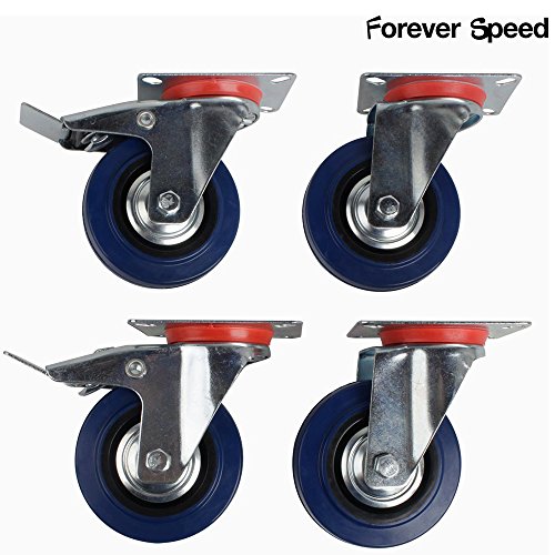 4 blaue Lenkrollen mit Bremse