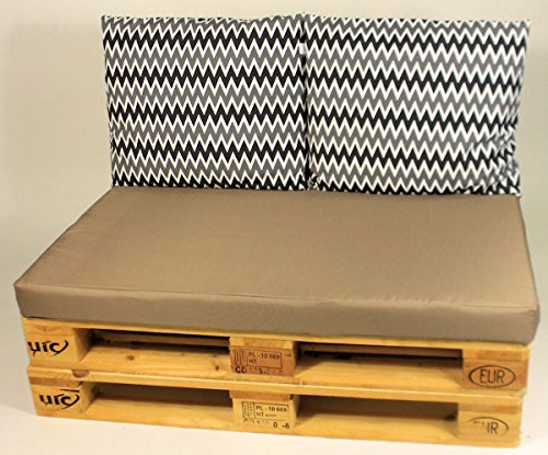 Sitzkissen + 2 Rückenkissen beige